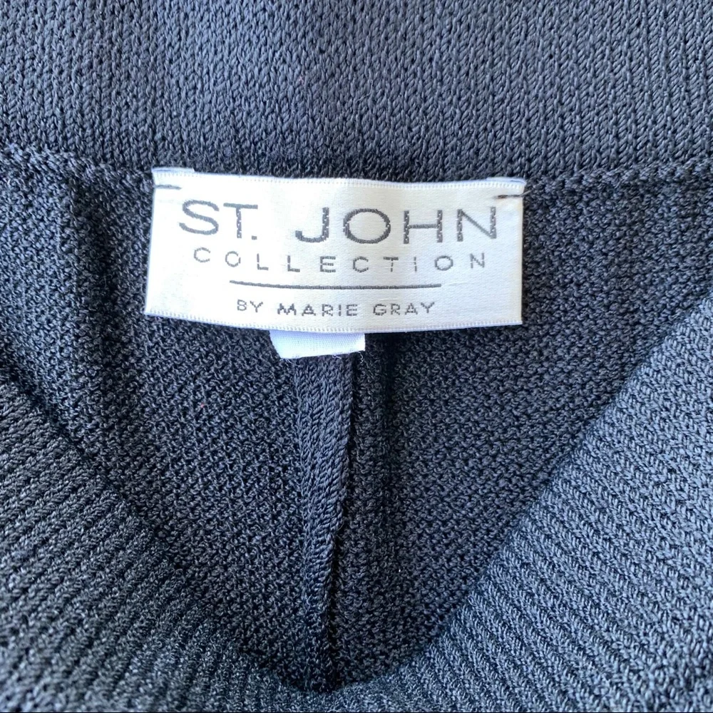 ST JOHN by Marie Gray Black Pull on Knit Pleated Trouser - Picture 3 of 7